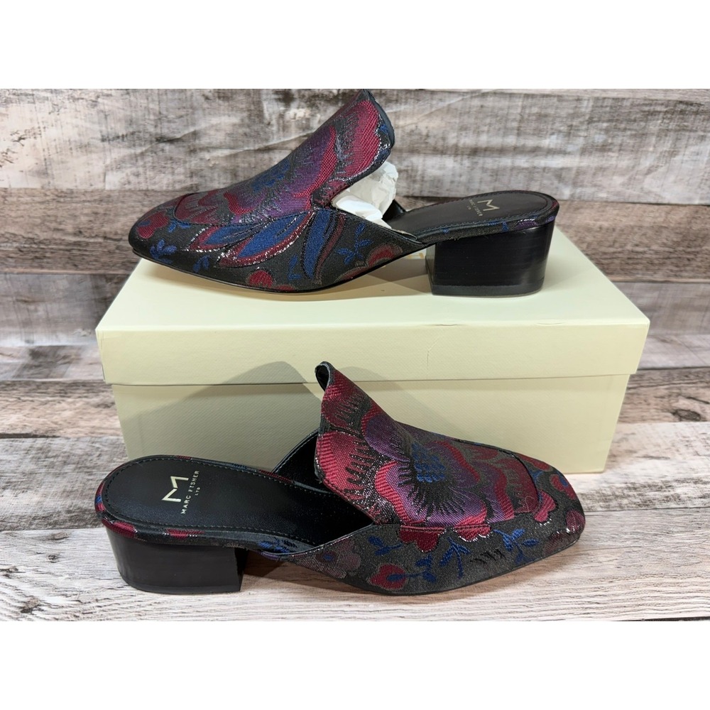 Marc Fisher LTD miLAILEY2 Flat Slides Shoes Sandal Red Multi Fabric 5.5 Women